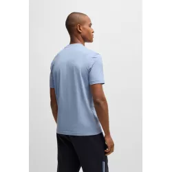 T-SHIRT REGULAR EN COTON STRETCH AVEC LOGO CONTRASTANT