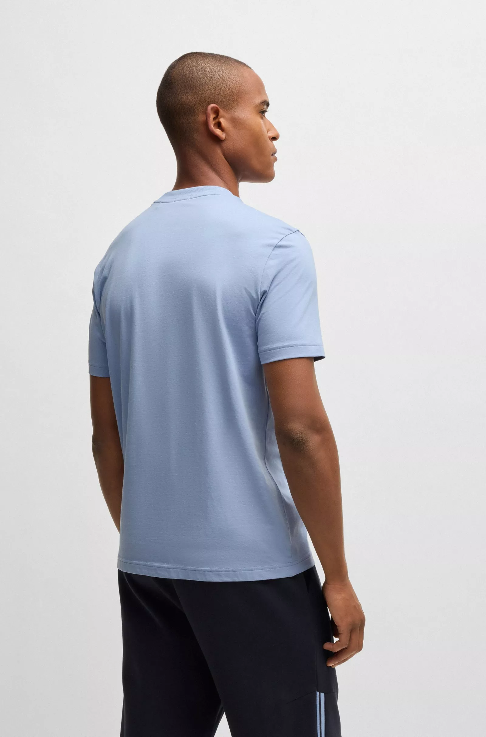 T-SHIRT REGULAR EN COTON STRETCH AVEC LOGO CONTRASTANT