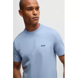 T-SHIRT REGULAR EN COTON STRETCH AVEC LOGO CONTRASTANT