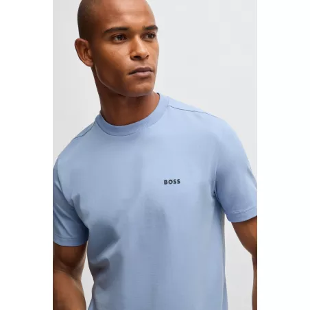 T-SHIRT REGULAR EN COTON STRETCH AVEC LOGO CONTRASTANT