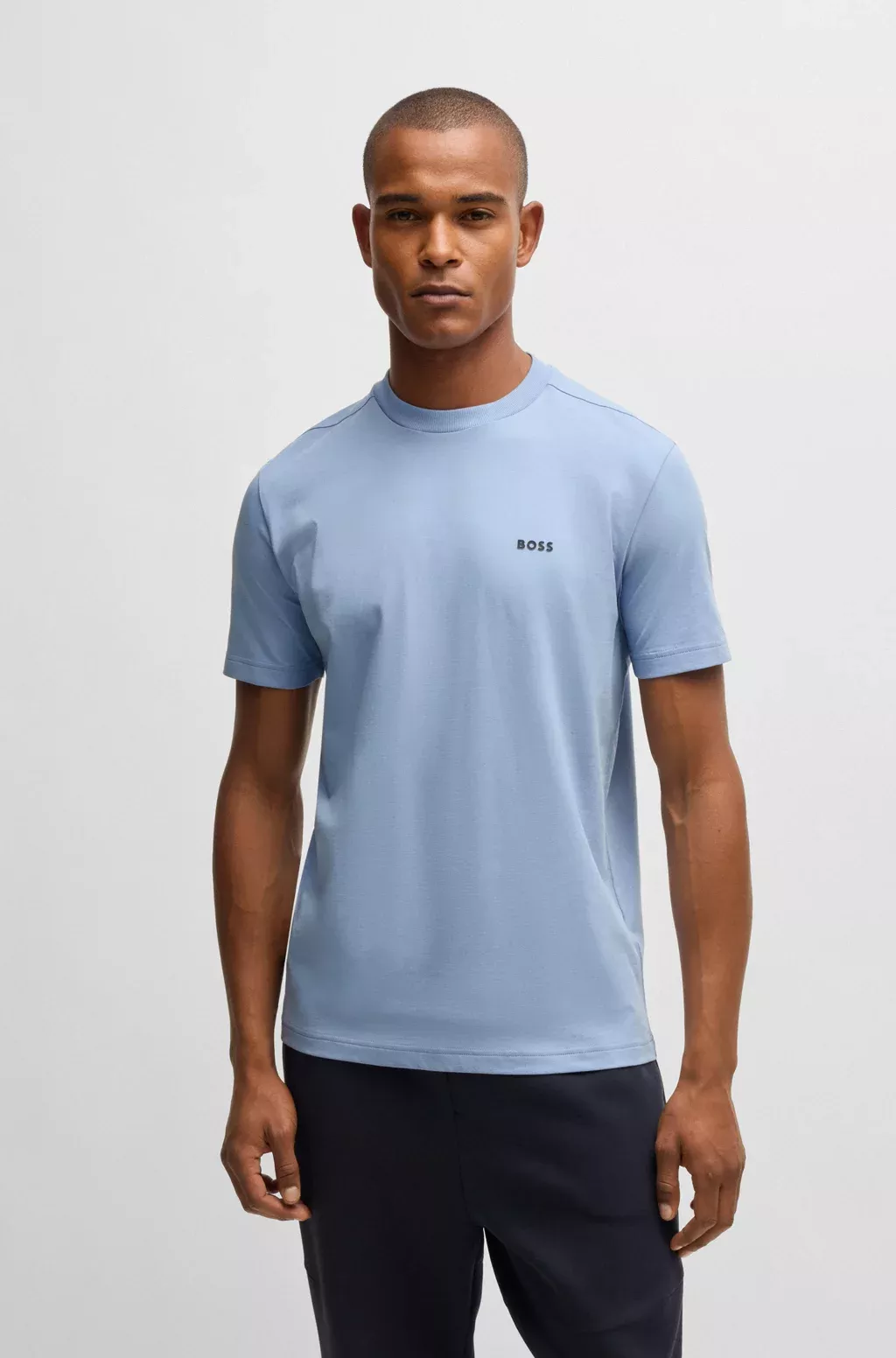 T-SHIRT REGULAR EN COTON STRETCH AVEC LOGO CONTRASTANT