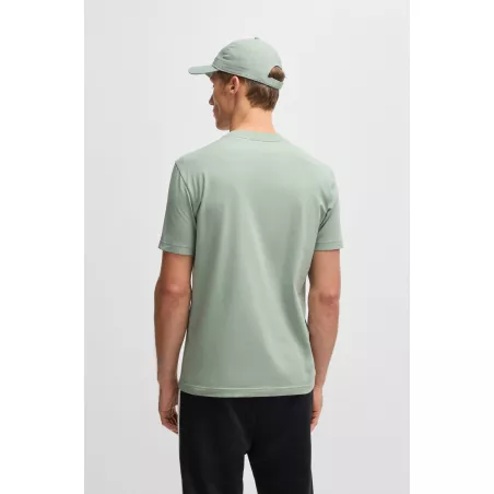 T-SHIRT REGULAR EN COTON STRETCH AVEC LOGO CONTRASTANT