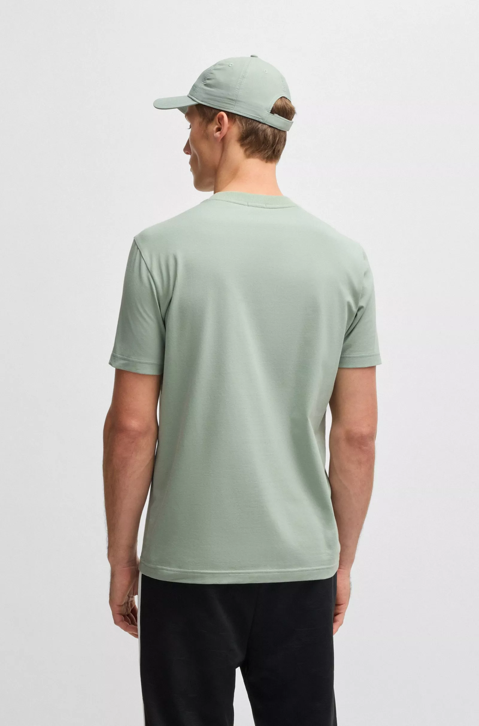 T-SHIRT REGULAR EN COTON STRETCH AVEC LOGO CONTRASTANT
