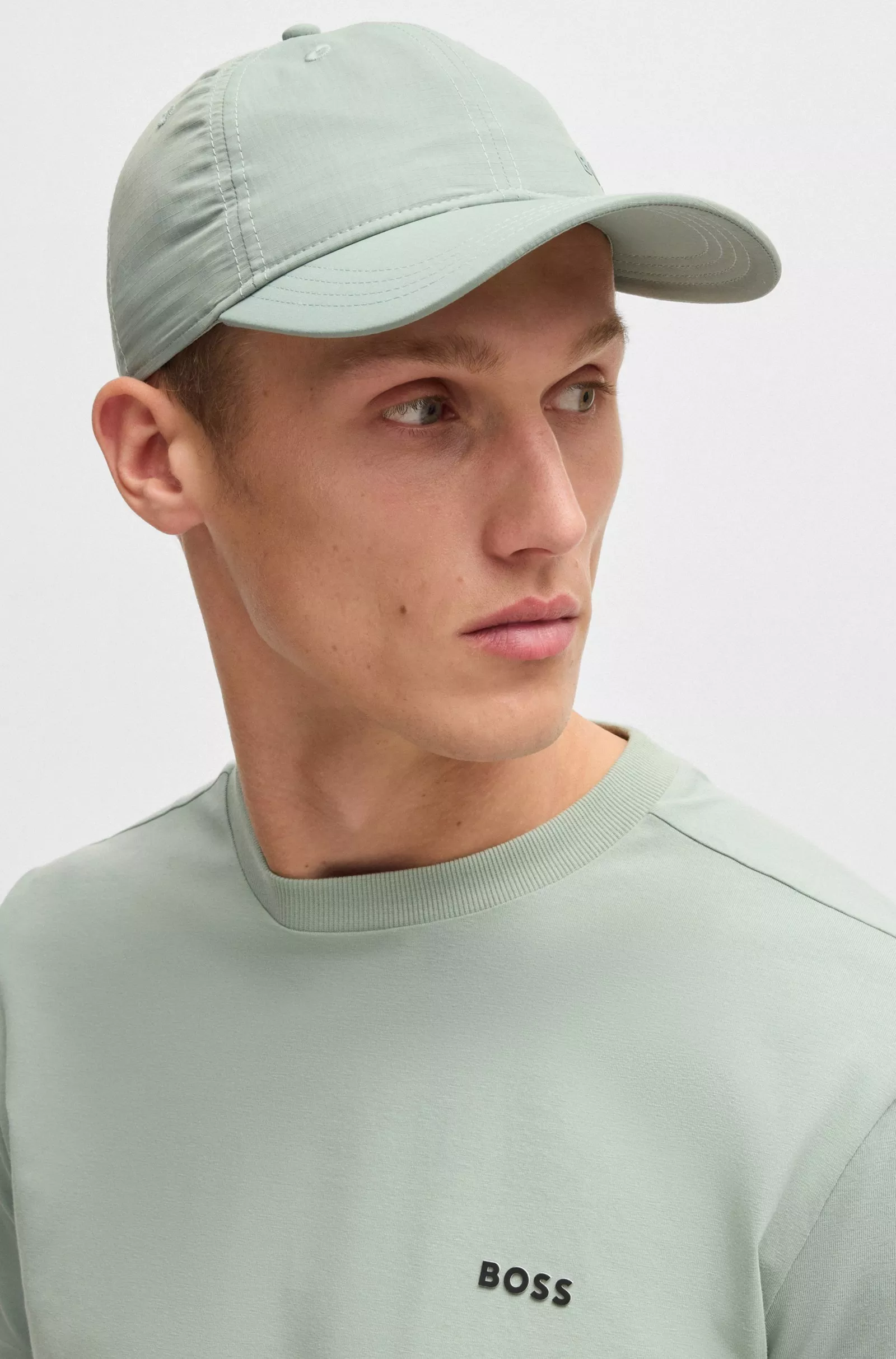 T-SHIRT REGULAR EN COTON STRETCH AVEC LOGO CONTRASTANT