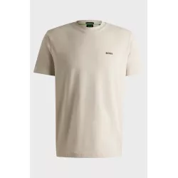 T-SHIRT REGULAR EN COTON STRETCH AVEC LOGO CONTRASTANT