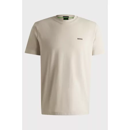 T-SHIRT REGULAR EN COTON STRETCH AVEC LOGO CONTRASTANT