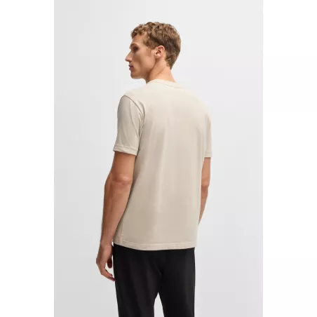 T-SHIRT REGULAR EN COTON STRETCH AVEC LOGO CONTRASTANT