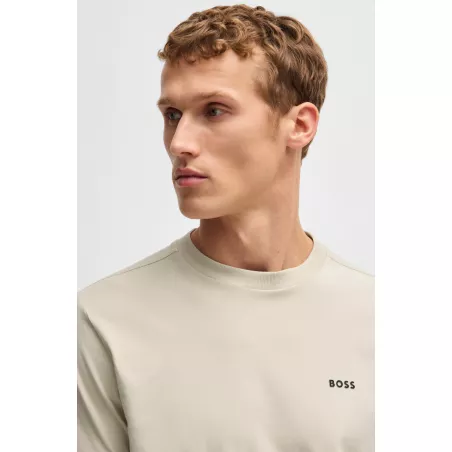 T-SHIRT REGULAR EN COTON STRETCH AVEC LOGO CONTRASTANT