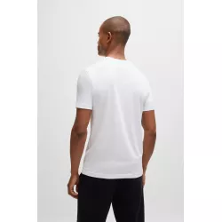 T-SHIRT REGULAR EN COTON STRETCH AVEC LOGO CONTRASTANT