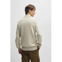 Pull à encolure zippée en coton et cachemire avec patch logoté