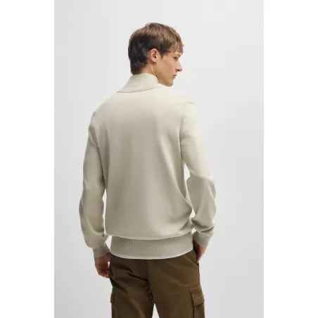 Pull à encolure zippée en coton et cachemire avec patch logoté