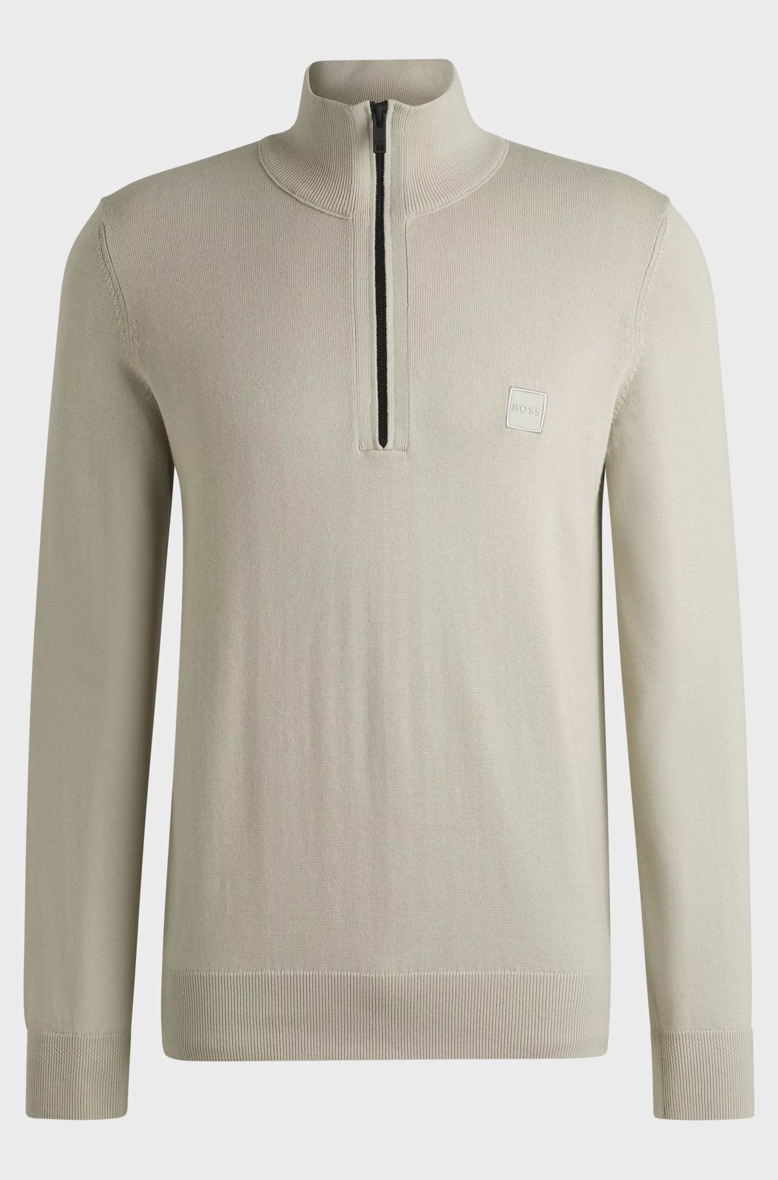 Pull à encolure zippée en coton et cachemire avec patch logoté