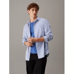 Chemise rayée en popeline élastique