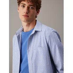 Chemise rayée en popeline élastique