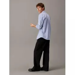 Chemise rayée en popeline élastique