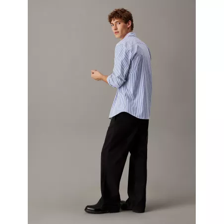 Chemise rayée en popeline élastique