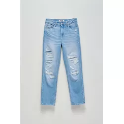 JEAN TRUE CROPPED SLIM AVEC DÉCHIRURES