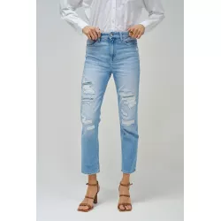 JEAN TRUE CROPPED SLIM AVEC DÉCHIRURES