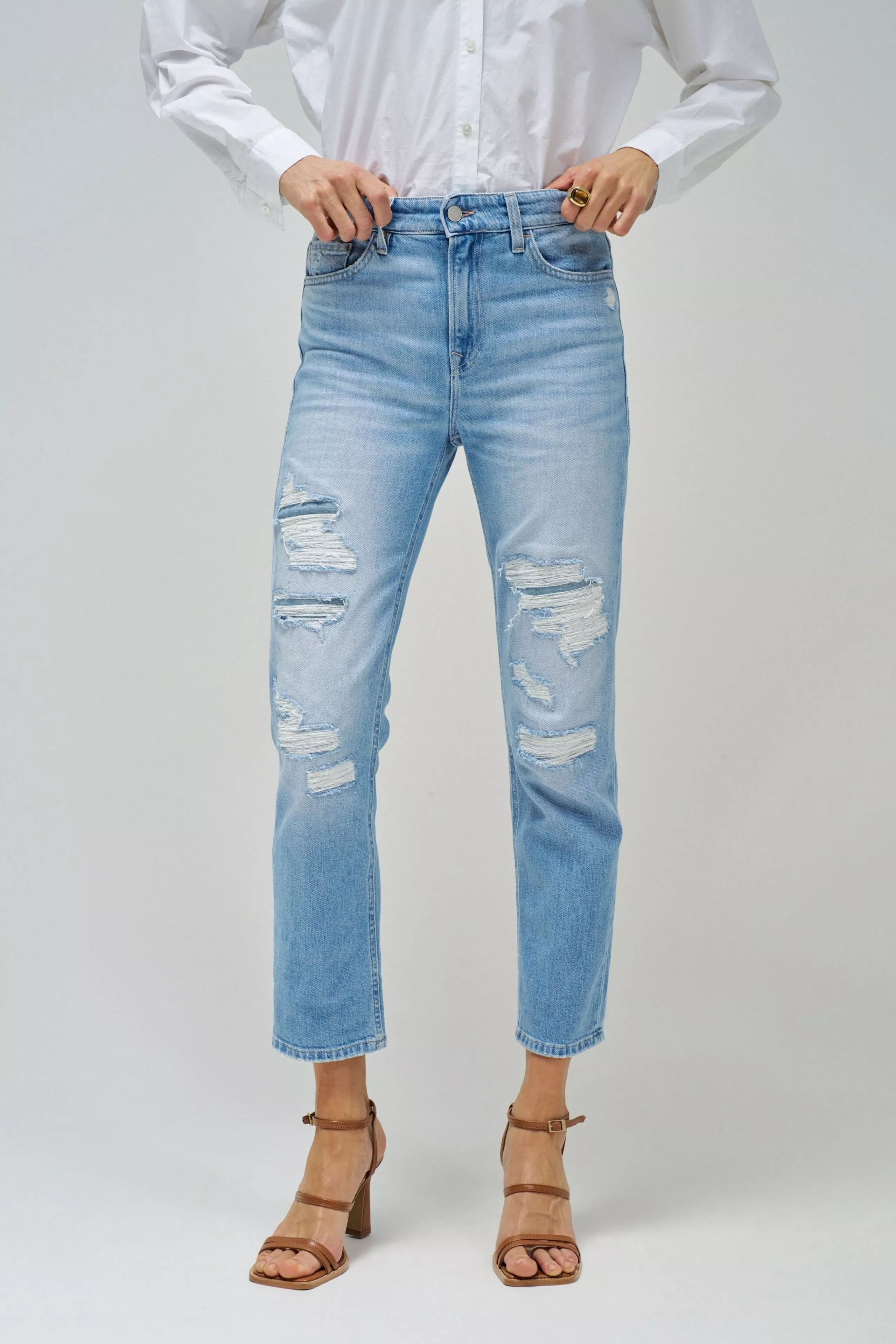 JEAN TRUE CROPPED SLIM AVEC DÉCHIRURES