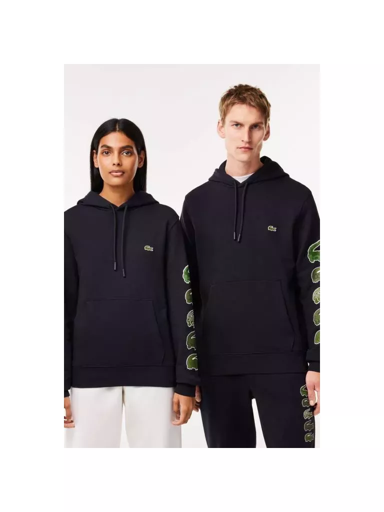 SWEATSHIRT À CAPUCHE AVEC CROCODILES CONTRASTÉS