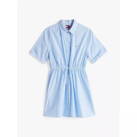 Robe chemise courte décontractée à rayures