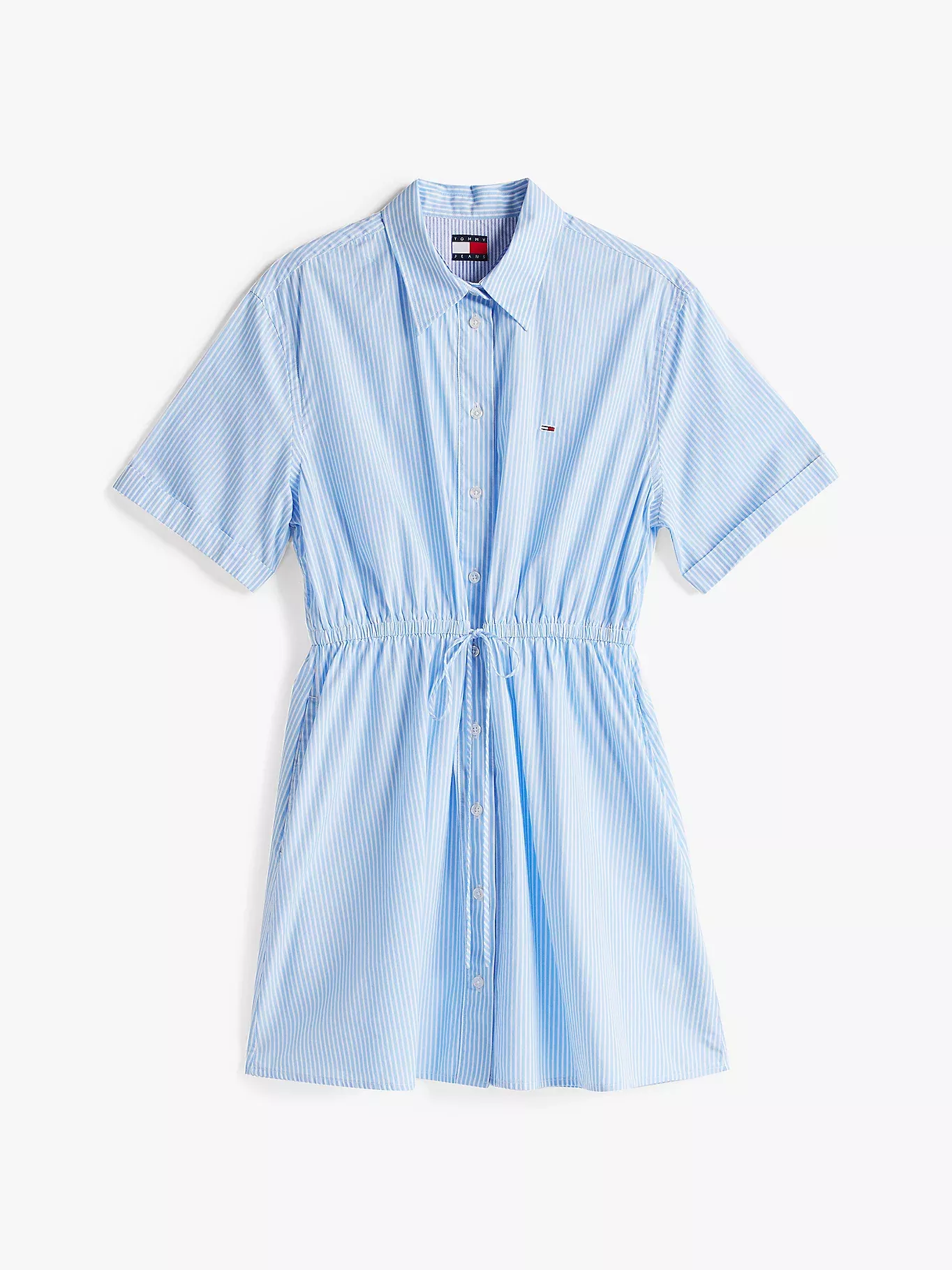 Robe chemise courte décontractée à rayures
