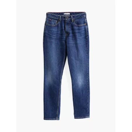 Jean slim longueur cheville délavé taille haute