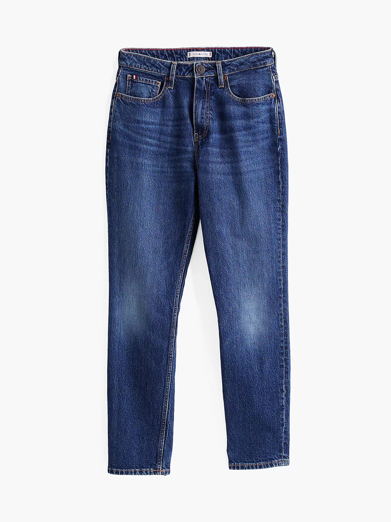 Jean slim longueur cheville délavé taille haute