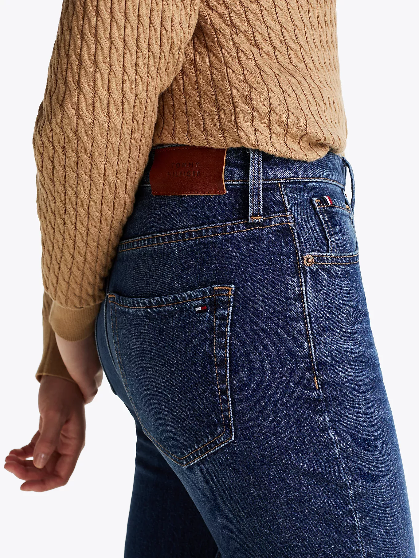Jean slim longueur cheville délavé taille haute