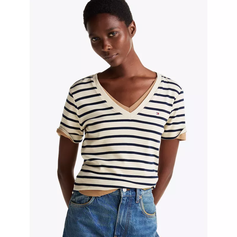 T-shirt ajusté à col en V