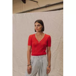 T-shirt en maille ajourée Polane Rib