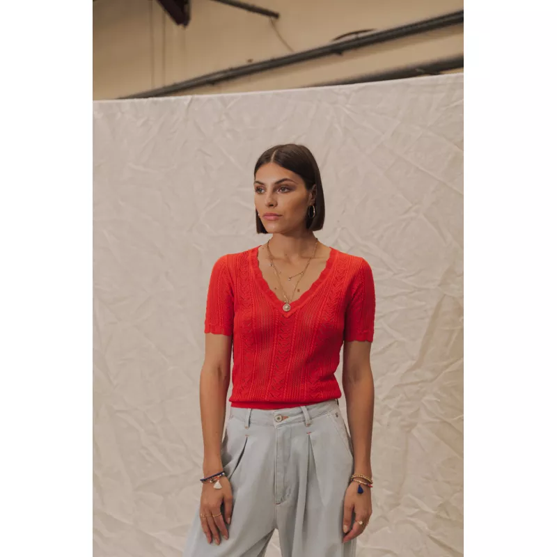 T-shirt en maille ajourée Polane Rib