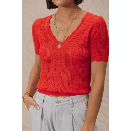 T-shirt en maille ajourée Polane Rib