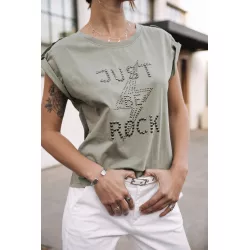 T-shirt clouté Trisea Just Be Rock