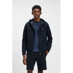 Sweat à capuche zippé en coton mélangé avec monogramme Double B