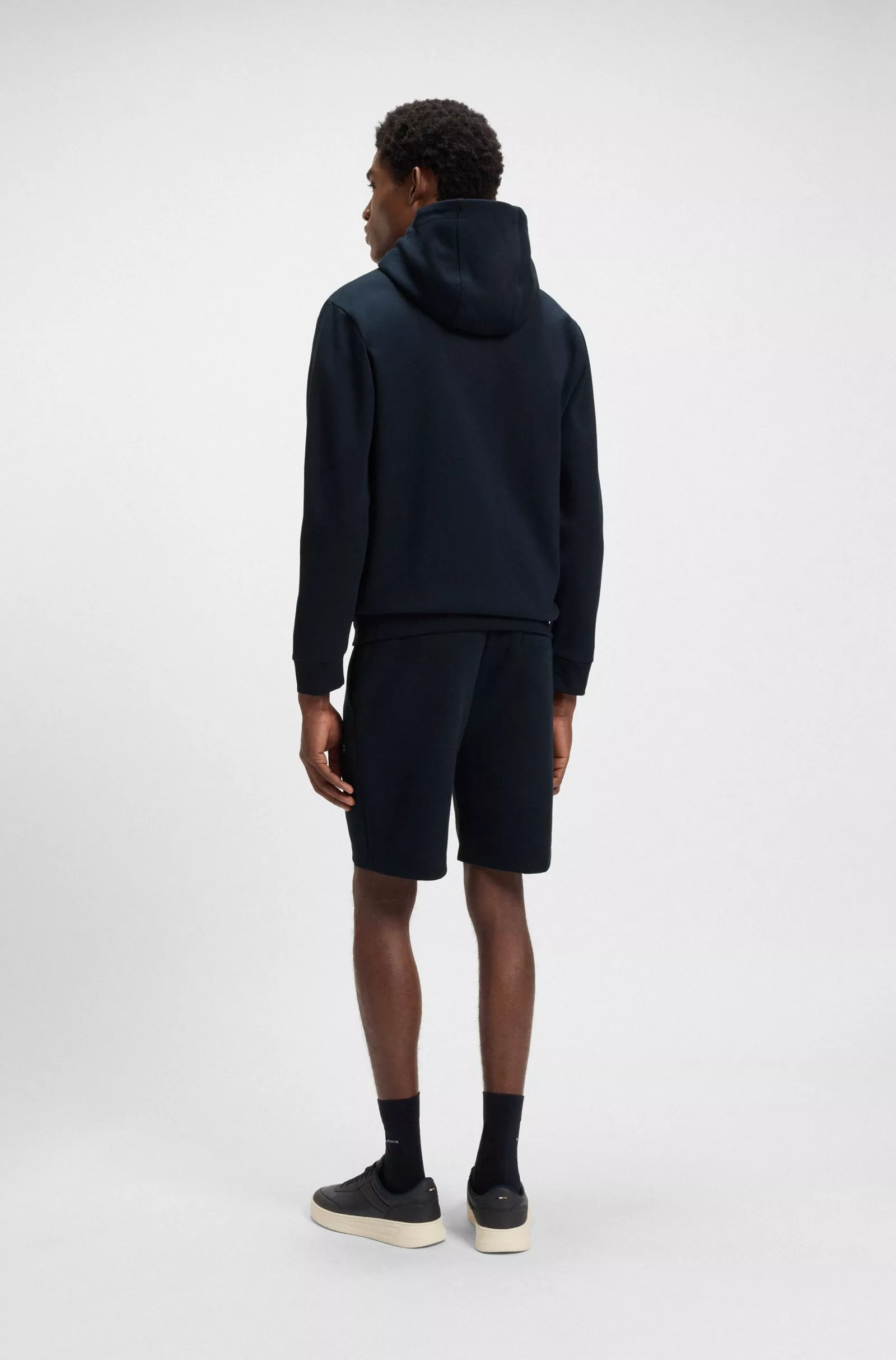 Sweat à capuche zippé en coton mélangé avec monogramme Double B