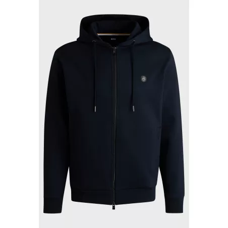 Sweat à capuche zippé en coton mélangé avec monogramme Double B