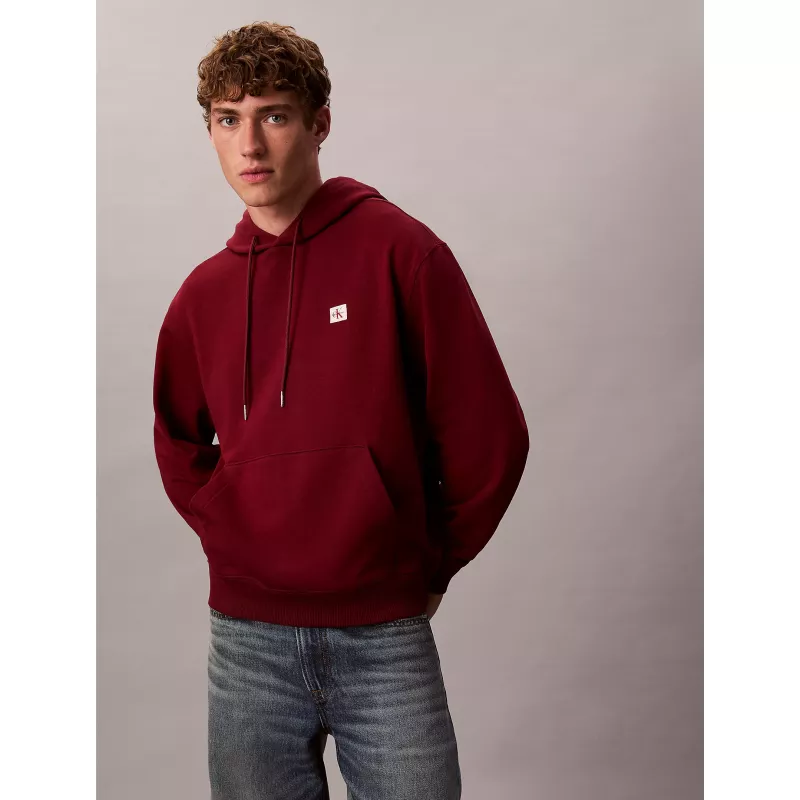 Sweat à capuche en tissu éponge de coton avec insigne