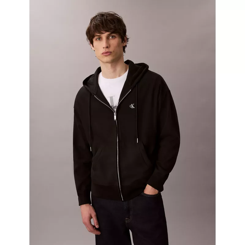 Sweat à capuche relaxed zippé en tissu éponge haut de gamme