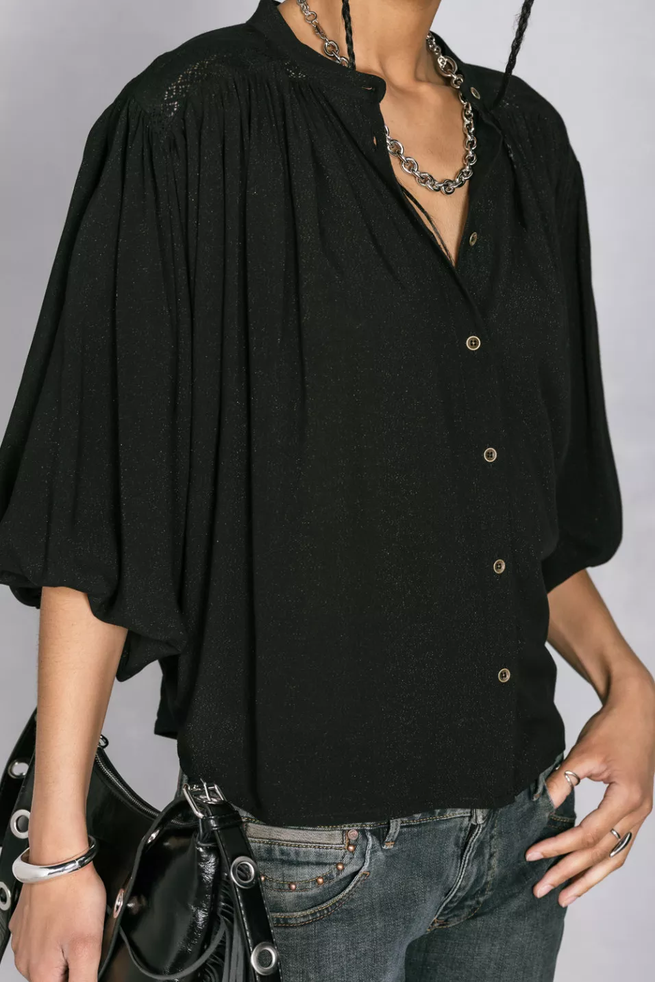 Belly Plain Blouse manches chauve-souris
