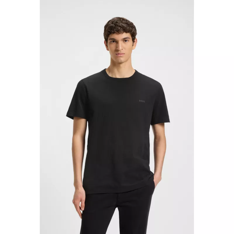 T-shirt Regular en coton flammé avec détail logoté