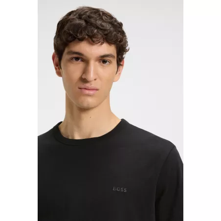 T-shirt Regular en coton flammé avec détail logoté