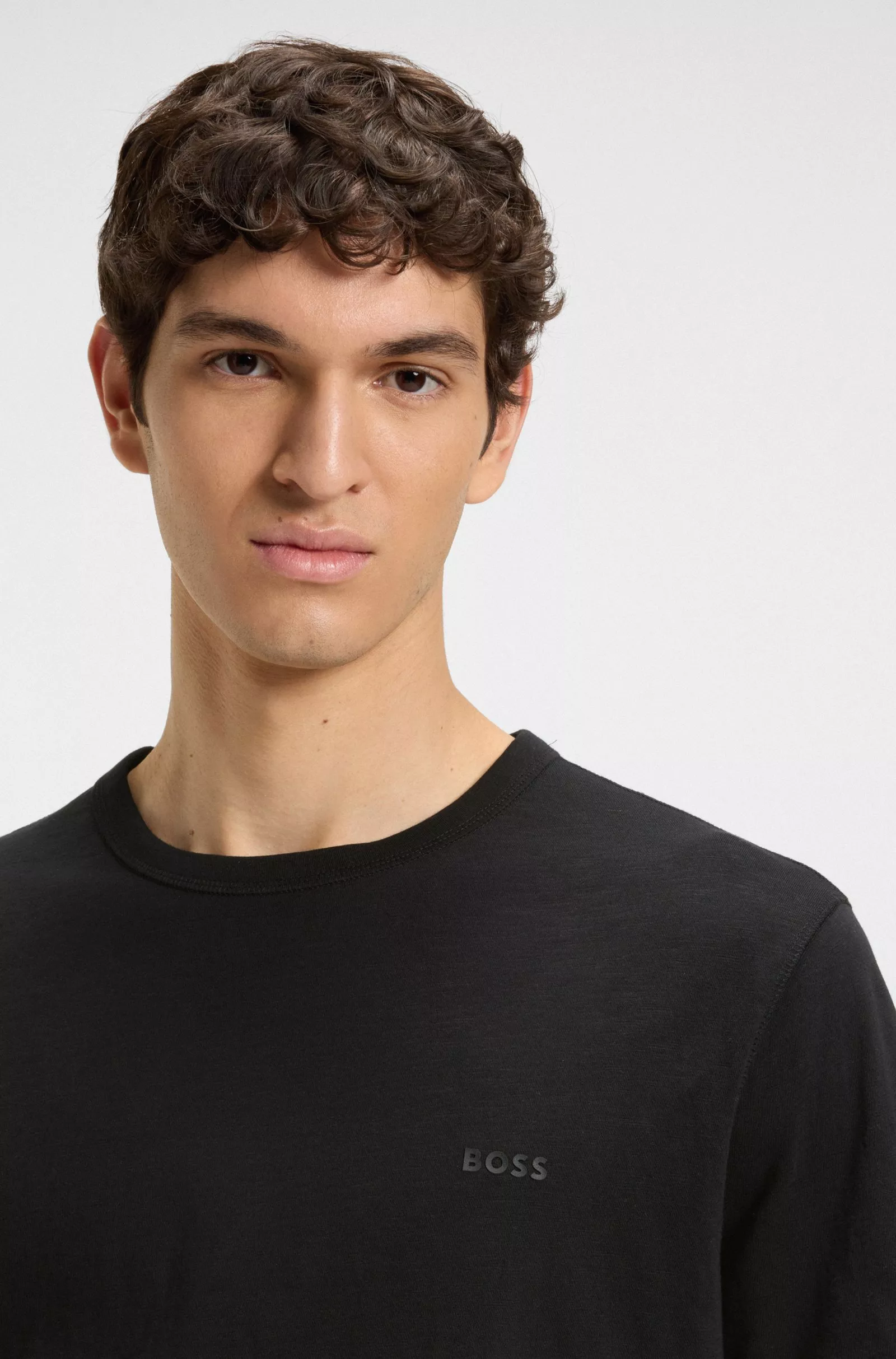 T-shirt Regular en coton flammé avec détail logoté