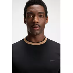 T-shirt Slim en coton mercerisé avec finitions contrastantes