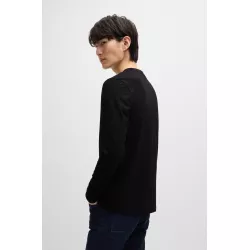 T-shirt en coton stretch à manches longues et logo imprimé