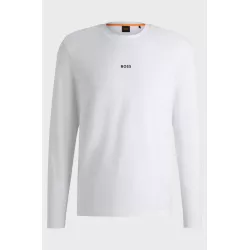 T-shirt en coton stretch à manches longues et logo imprimé