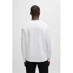 T-shirt en coton stretch à manches longues et logo imprimé
