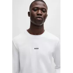 T-shirt en coton stretch à manches longues et logo imprimé