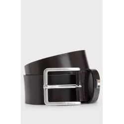 CEINTURE EN CUIR ITALIEN AVEC PASSANT À RAYURES EMBLÉMATIQUES