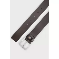 CEINTURE EN CUIR ITALIEN AVEC PASSANT À RAYURES EMBLÉMATIQUES
